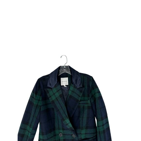 Avec Les Filles Navy Plaid Preppy Dark Academia Double Breasted Blazer Size XS - Picture 3 of 14
